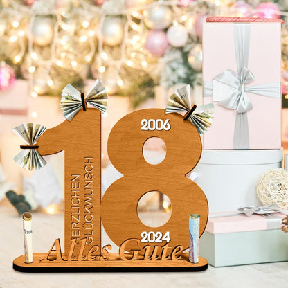 2024 Geburtstag Geschenk 18 Geldgeschenke Holz-Schild Gästebuch Deko