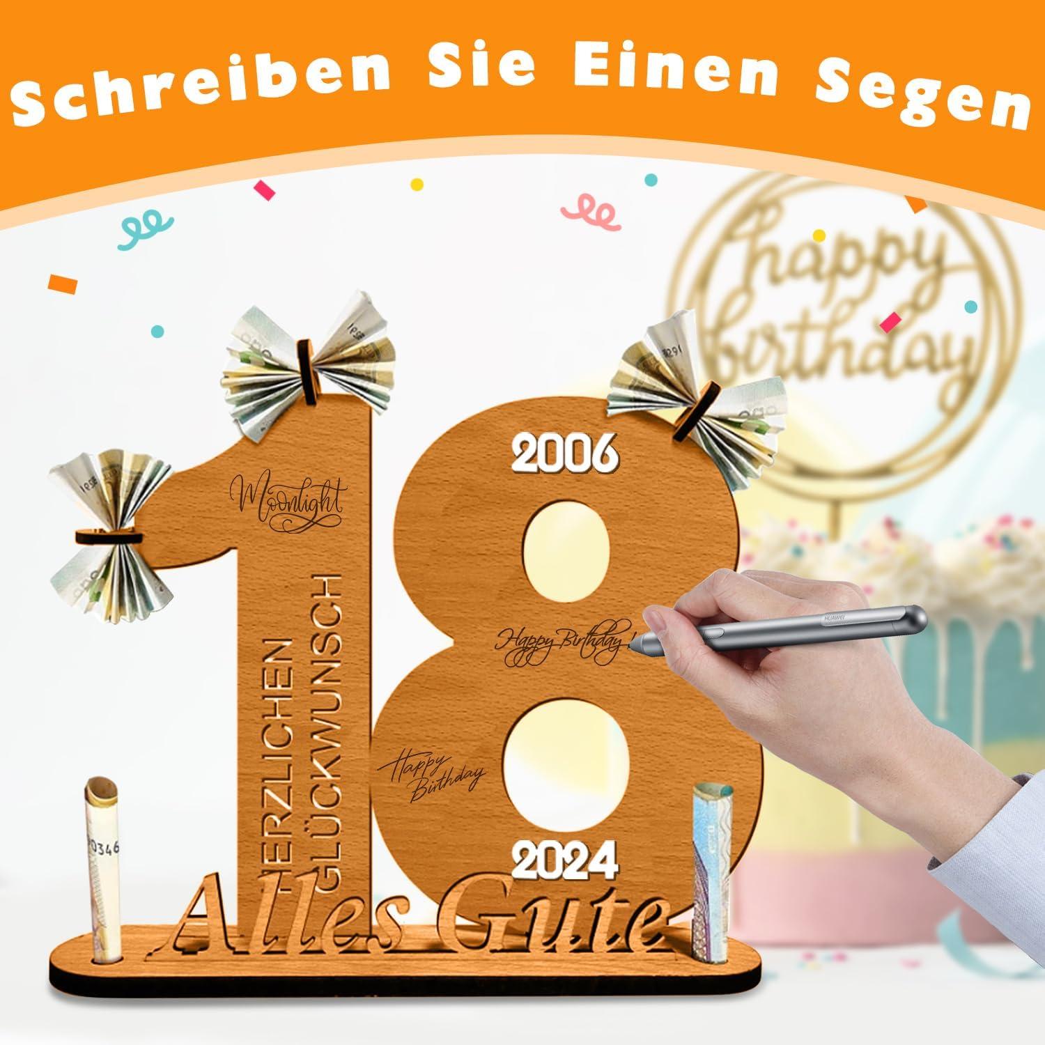 Holz Gästebuch 18. Geburtstag Geldgeschenke Deko