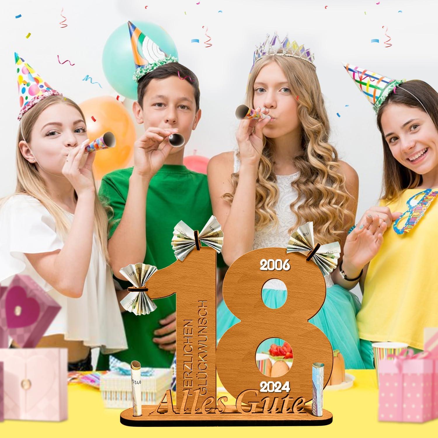 2024 Geburtstag Geldgeschenke Gästebuch Holz-Schild 18. Deko