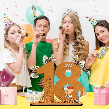 2024 Geburtstag Geldgeschenke Gästebuch Holz-Schild 18. Deko