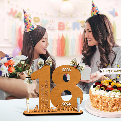 Holz Gästebuch 18. Geburtstag Geldgeschenke Deko