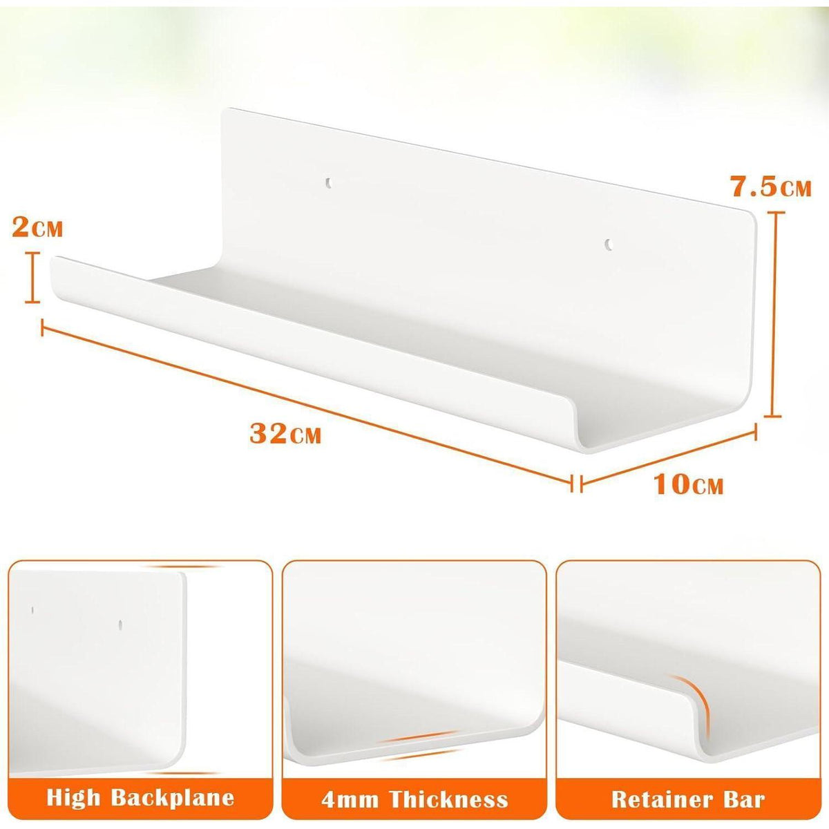 Schweberegal 2er Set ohne Bohren, 32cm, Weiß