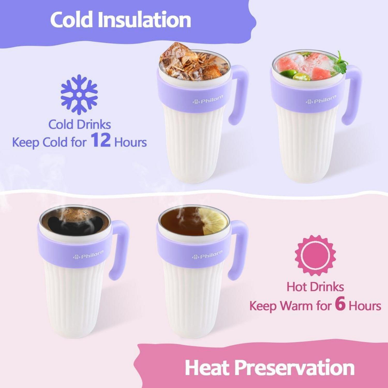Philorn Thermobecher 800ml Edelstahl Vakuum Kaffeebecher Strohhalm