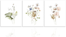 Dekorative Aquarell Blumen Leinwandbilder 30x40 cm 3er Set