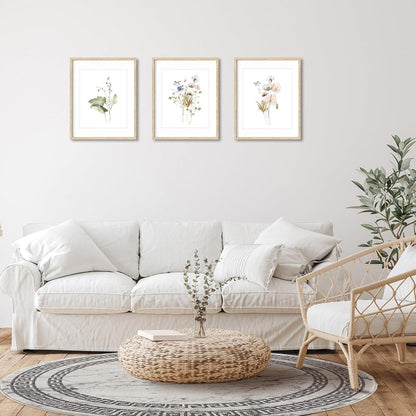 Dekorative Aquarell Blumen Leinwandbilder 30x40 cm 3er Set