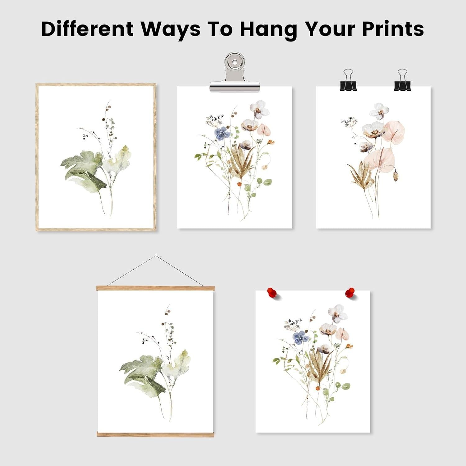 Rustikale Blumen Aquarell Wandbilder Leinwand Deko 30x40cm 3er Set