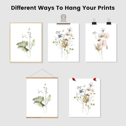 Rustikale Blumen Aquarell Wandbilder Leinwand Deko 30x40cm 3er Set