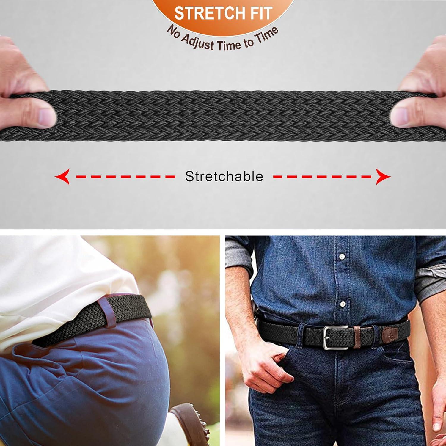 Golfgürtel Herren 2er Set Elastischer Flechtgürtel Stretch 35mm