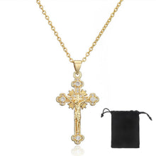 Goldene Zirkonia Kreuzkette Damen Hypoallergen 18K vergoldet