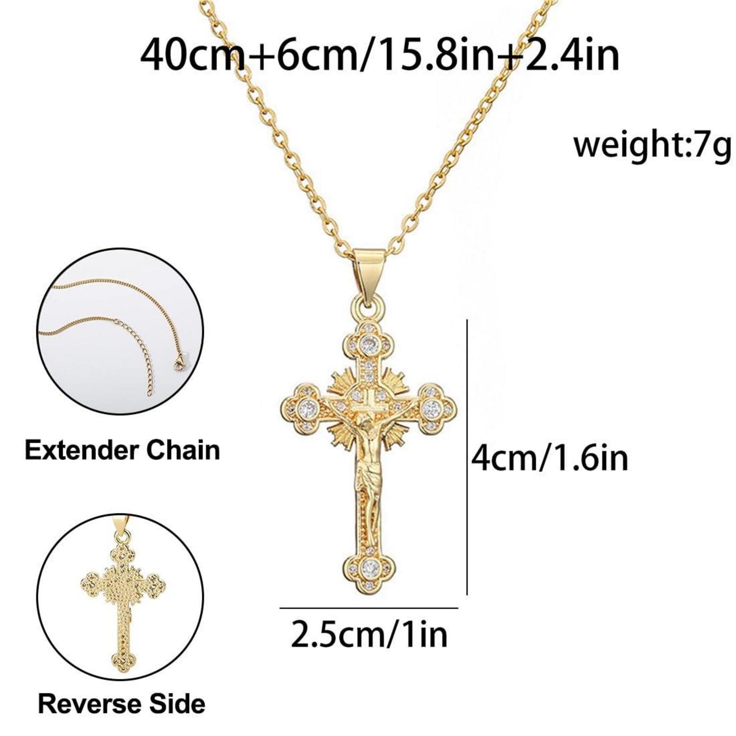 Damen Kreuzkette Zirkonia Anhänger 18K Vergoldet Modeschmuck