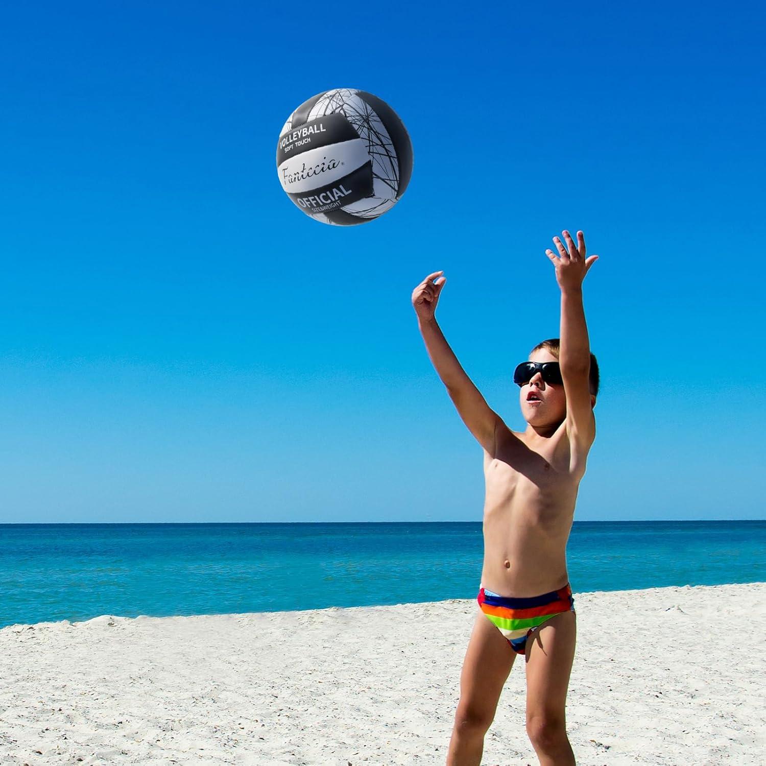 Fantecia Volleyball Offizielle Größe 5 Schwarz Blau Beachvolleyball PU Material