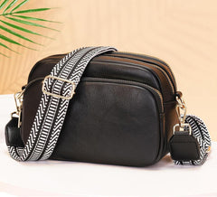 Schwarze Crossbody Damen Handtasche mit breitem