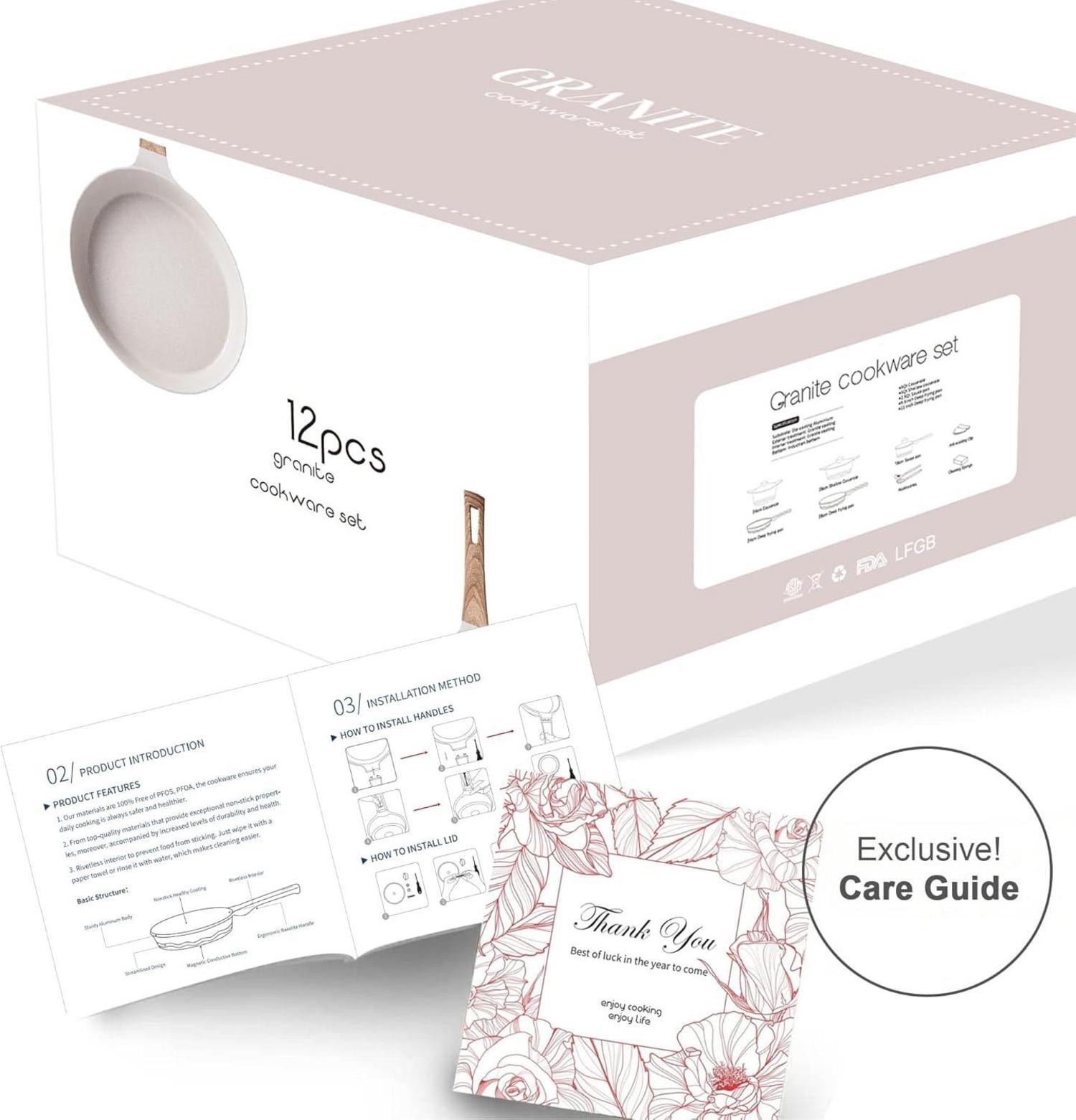 Antihaft Induktion Kochgeschirr-Set Granitbeschichtung Deckeln PFOA-frei