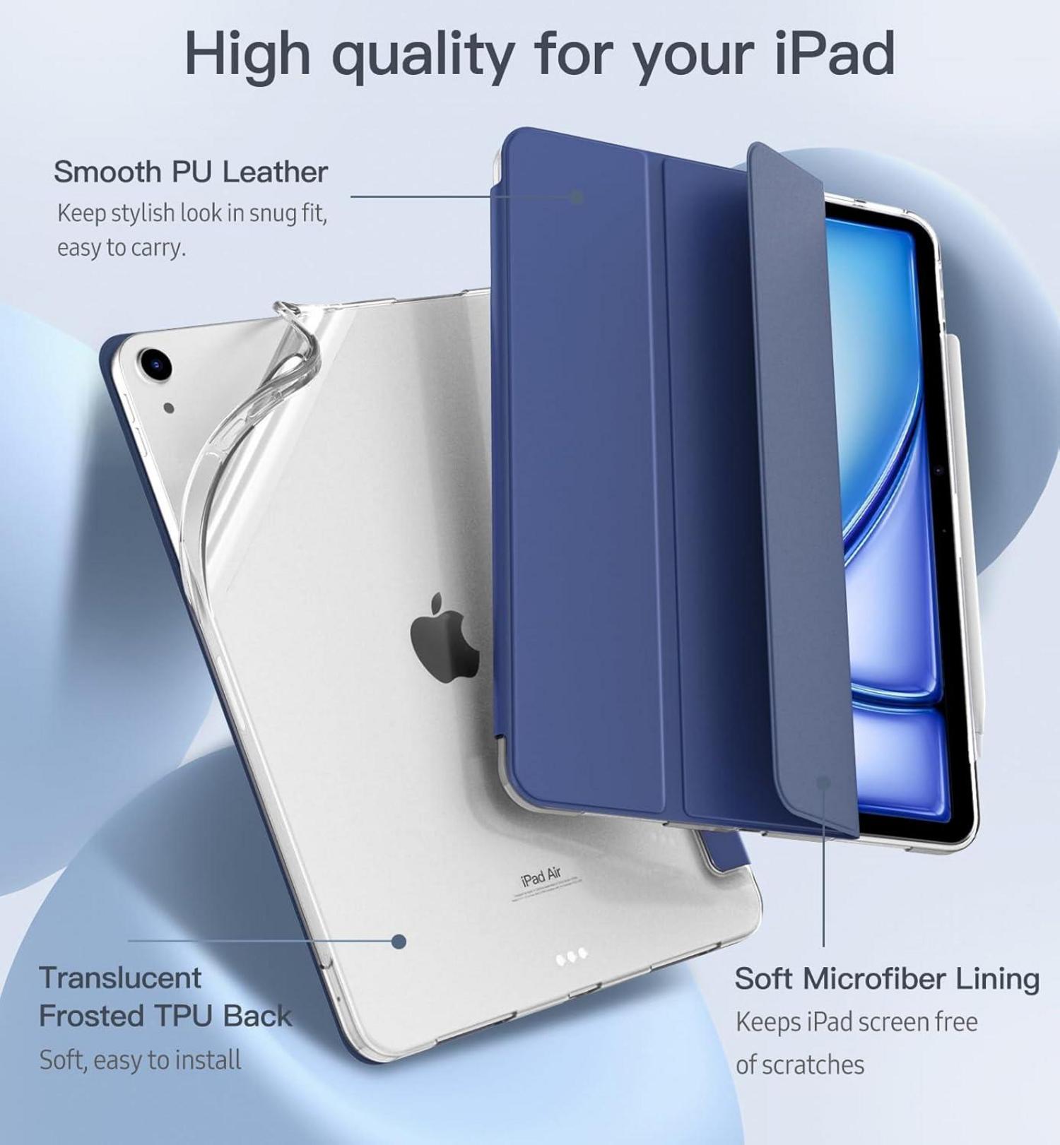 iPad Air 11 Zoll Hülle 2024/2022/2020 Marineblau TPU Transluzent