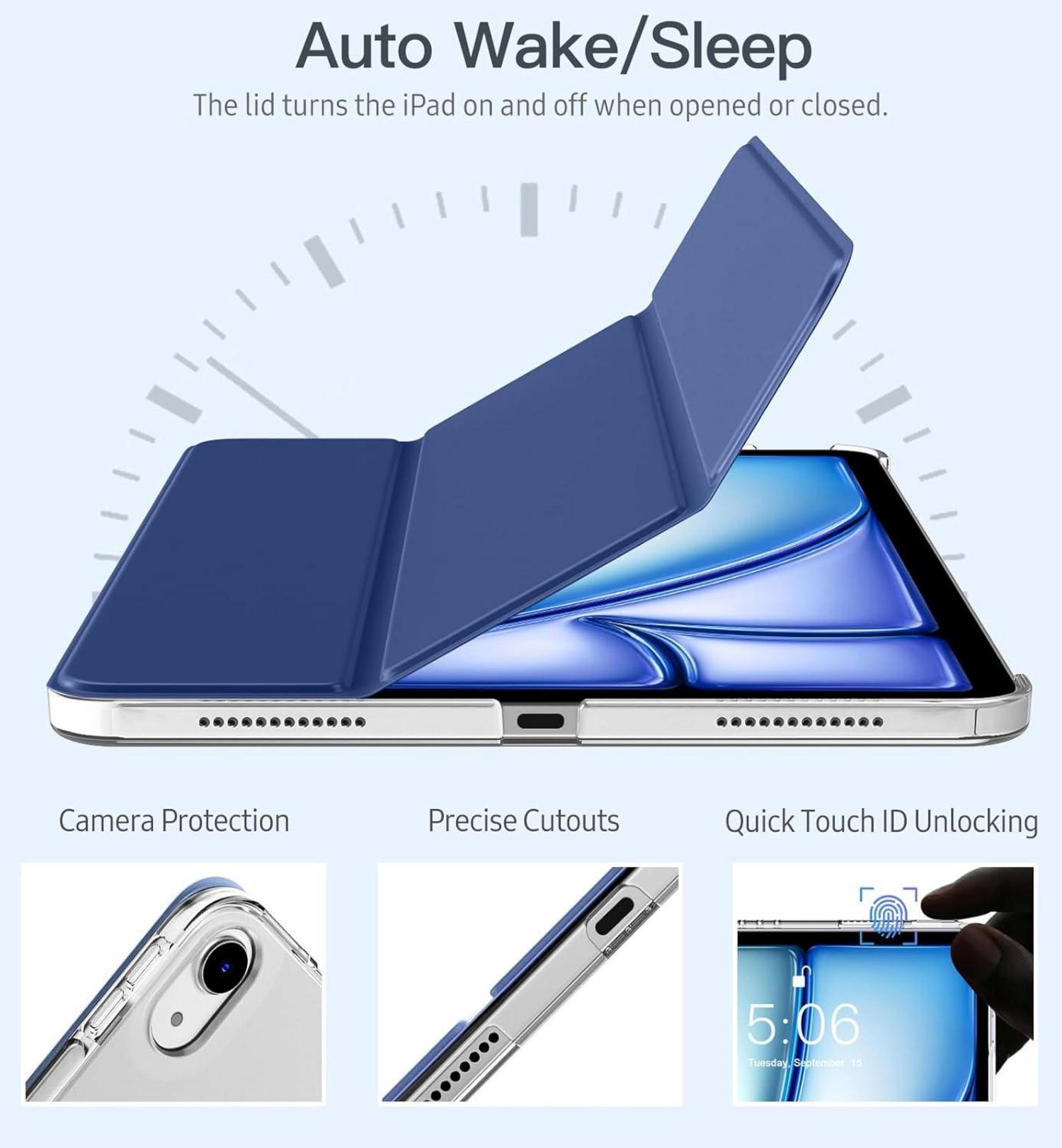 Hülle iPad Air 11 Zoll 2024/2022/2020 Marineblau Transluzent