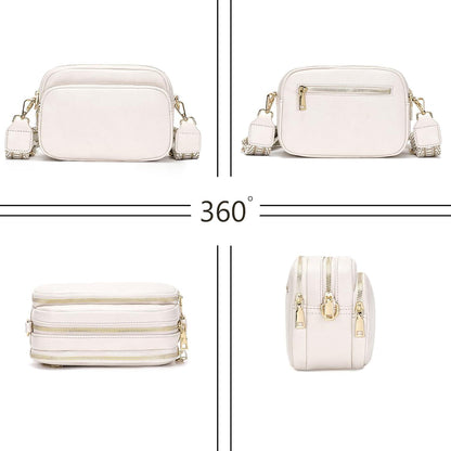 Crossbody Handtasche Damen Umhängetasche Handytasche Weiß 4 Fächer