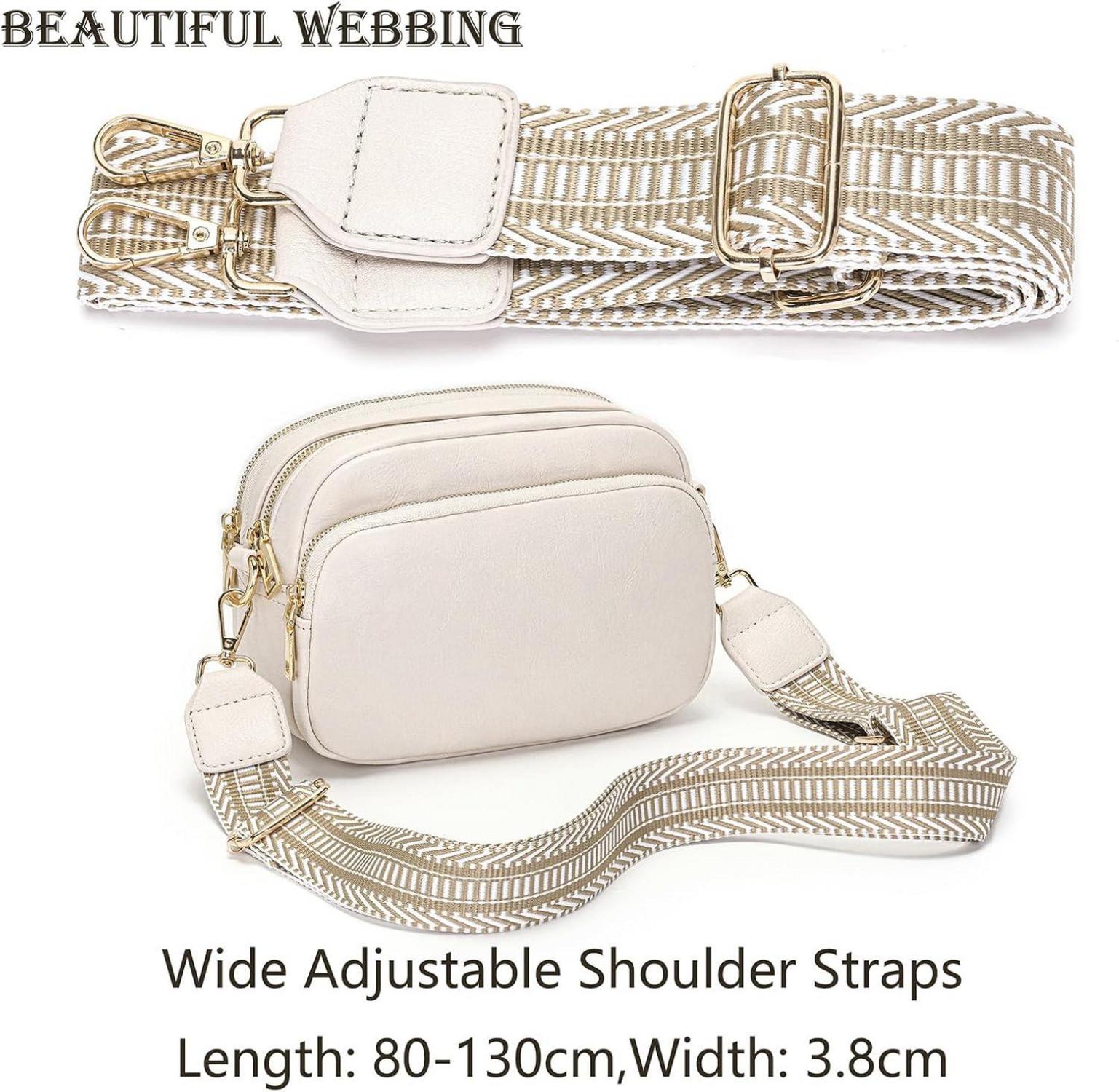 Damen Crossbody Handtasche Umhängetasche Weiß 7 taschen PU-Leder Elegante