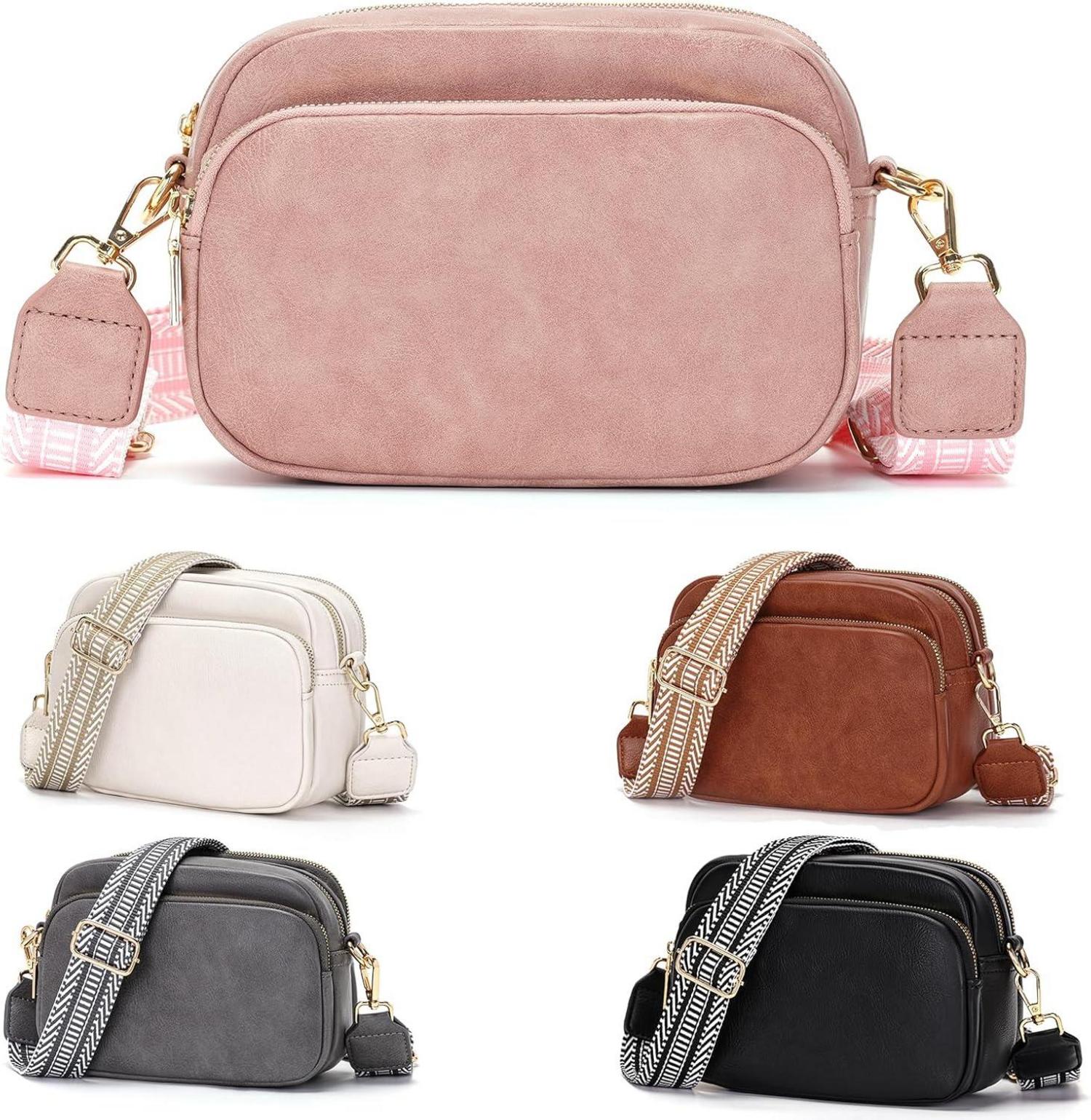 Damen Crossbody Umhängetasche Handtasche mit Breitem Schultergurt 4
