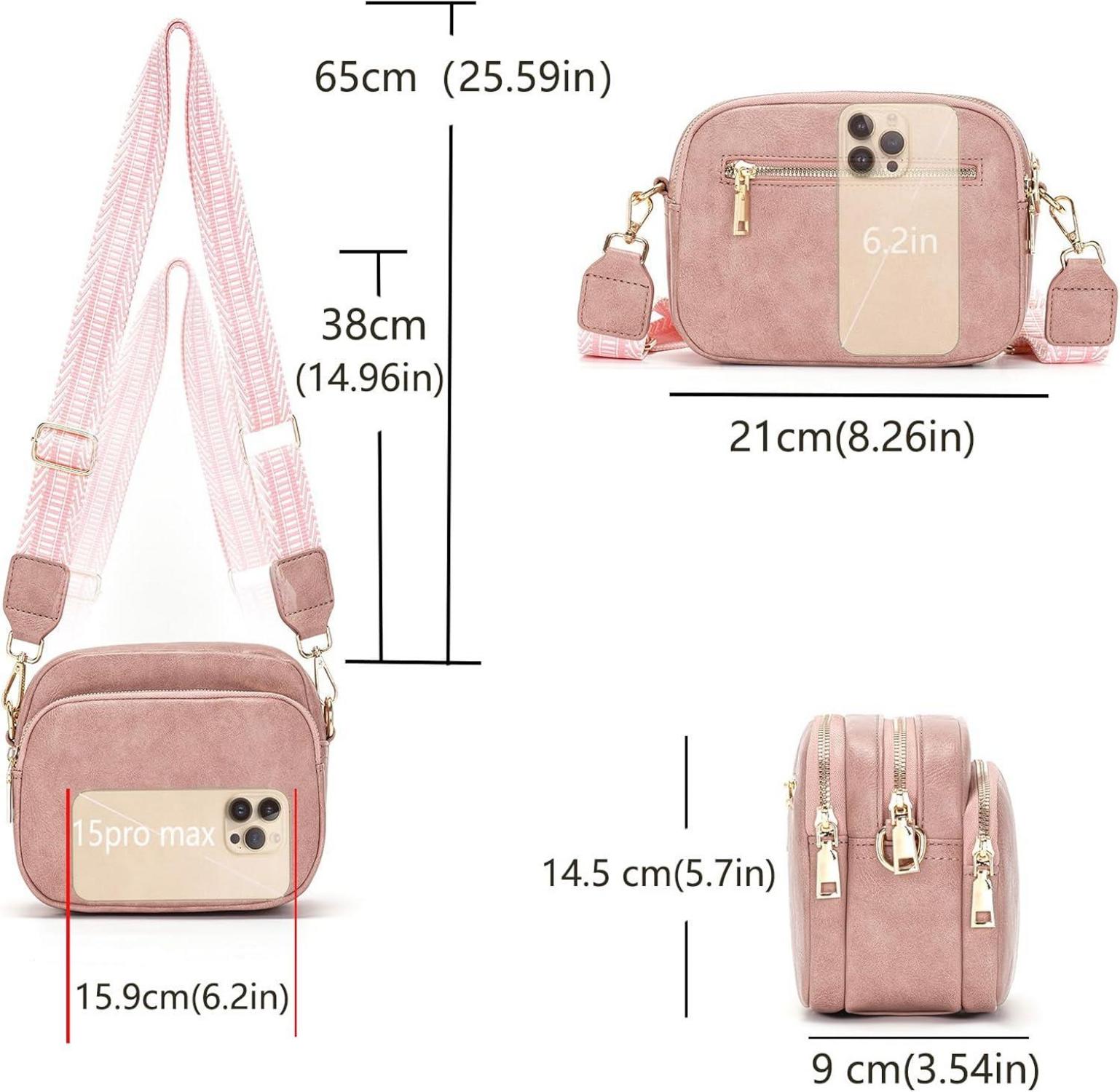 Damen Crossbody Umhängetasche Handtasche mit Breitem Schultergurt 4