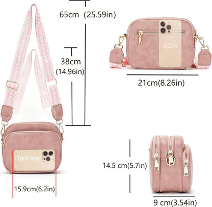 Damen Crossbody Umhängetasche Handtasche mit Breitem Schultergurt 4