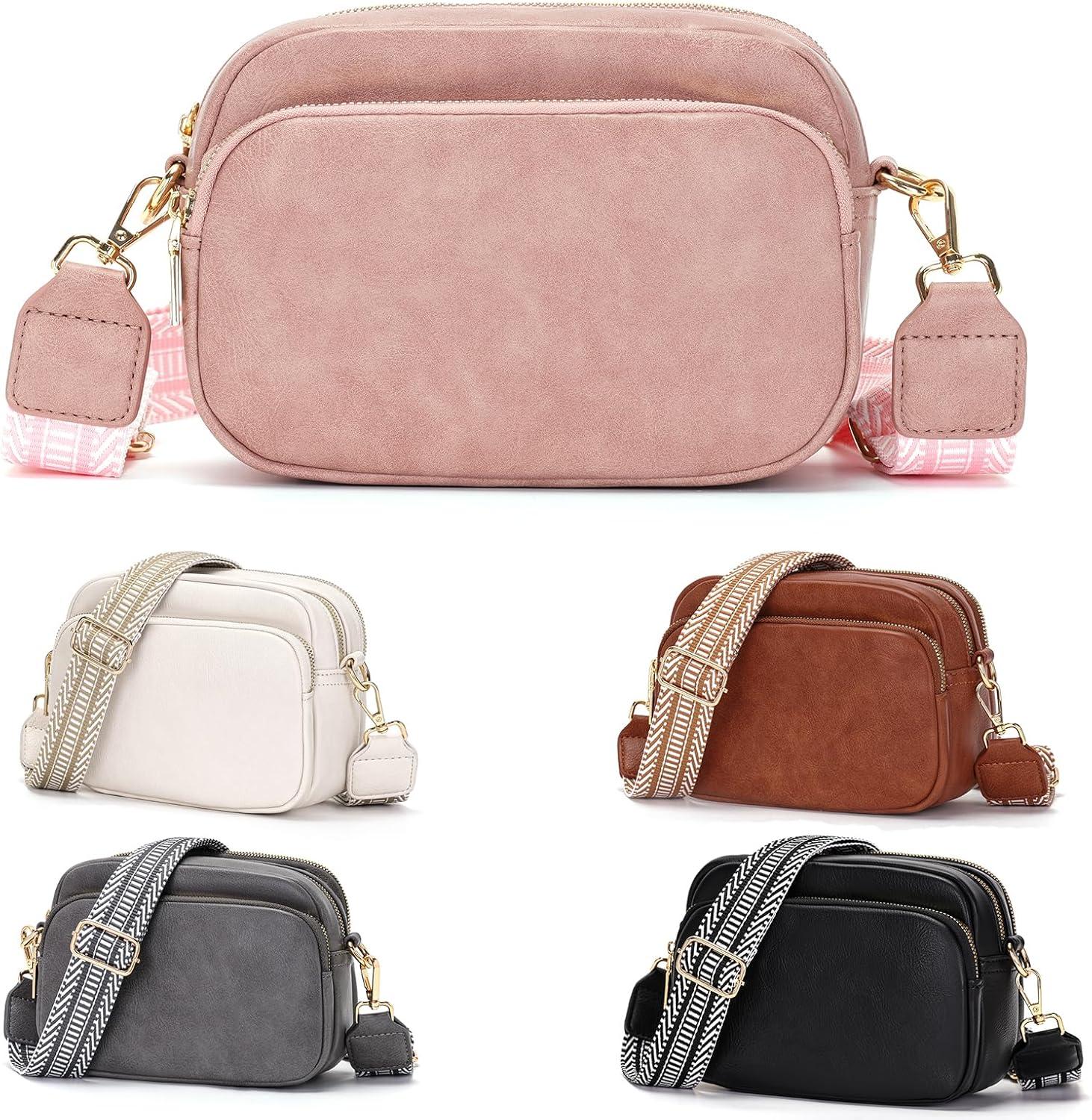 Damen Umhängetasche Crossbody Handtasche Handytasche Rosa 4 Fächer