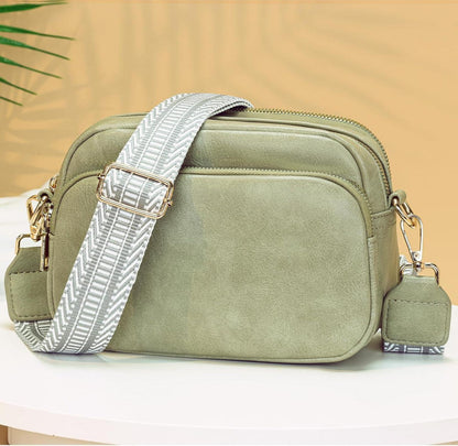 Damen Umhängetasche Handtasche Handytasche Grün 4 Fächer