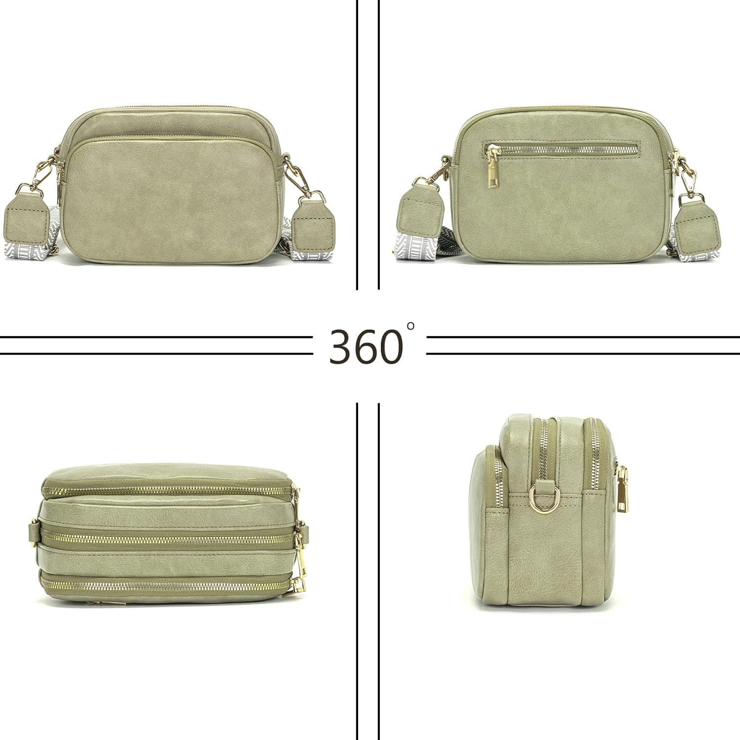 Damen Umhängetasche Handtasche Handytasche Grün Breiter Schultergurt 7