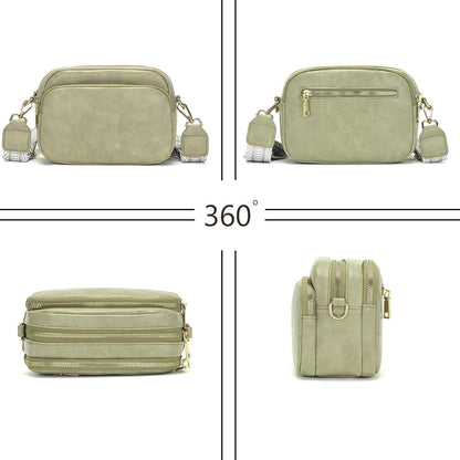 Damen Umhängetasche Handtasche Handytasche Grün Breiter Schultergurt 7