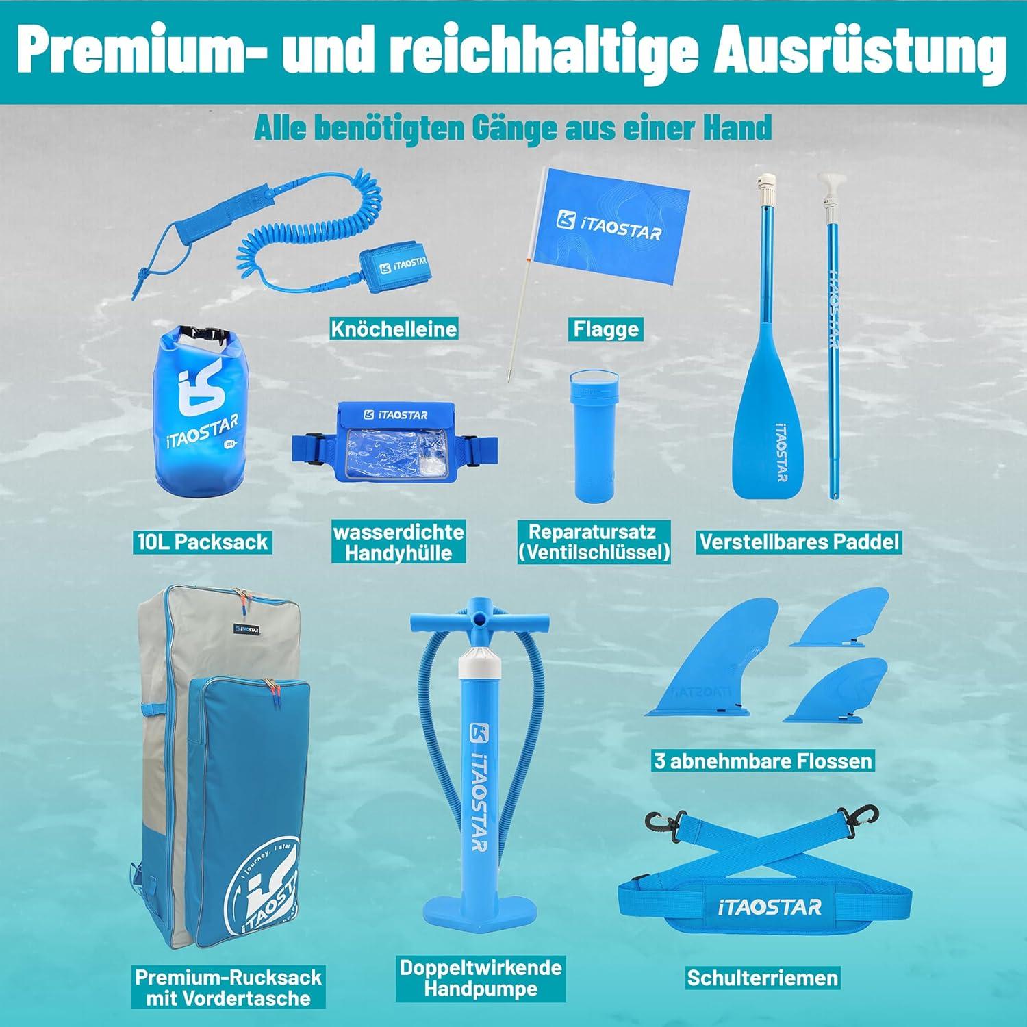 Aufblasbares SUP Board 500 lbs Tragkraft 86-89cm inkl. Zubehör