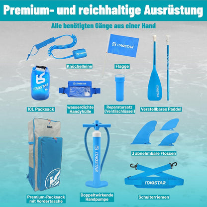 Aufblasbares SUP Board 500 lbs Tragkraft 86-89cm inkl. Zubehör