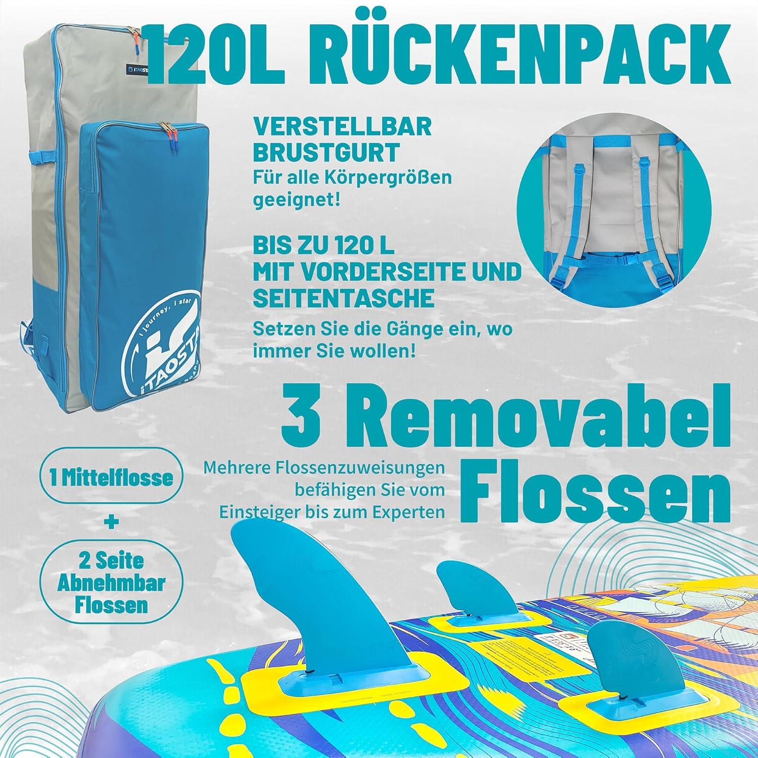 Aufblasbares SUP Paddle Board 86/89cm für Anfänger mit Zubehör