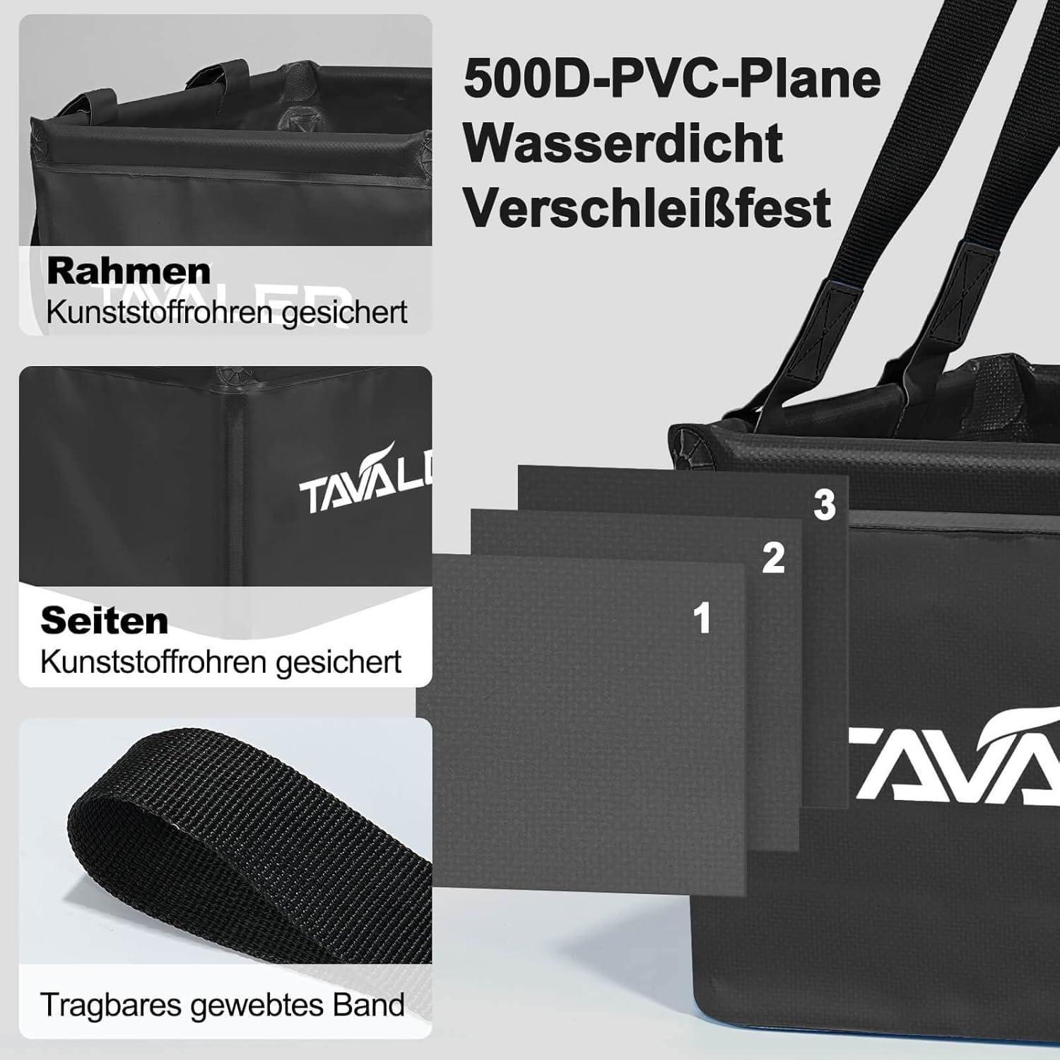 Tavaler Faltschüssel Camping 20L Schwarz Outdoor Spülbecken