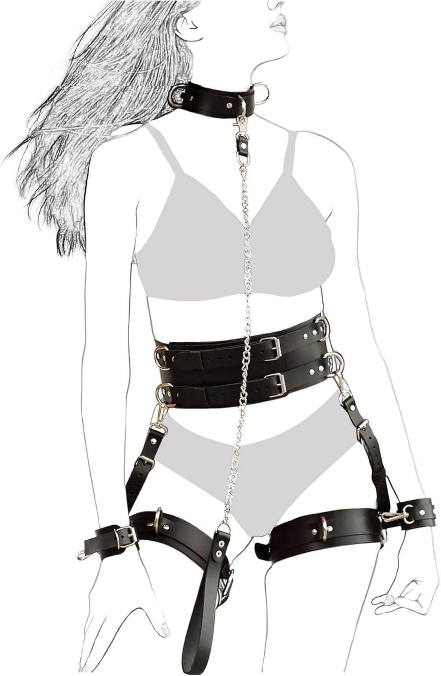 BDSM Harness Set Leder Bondage für Frauen SM Erotik Dessous