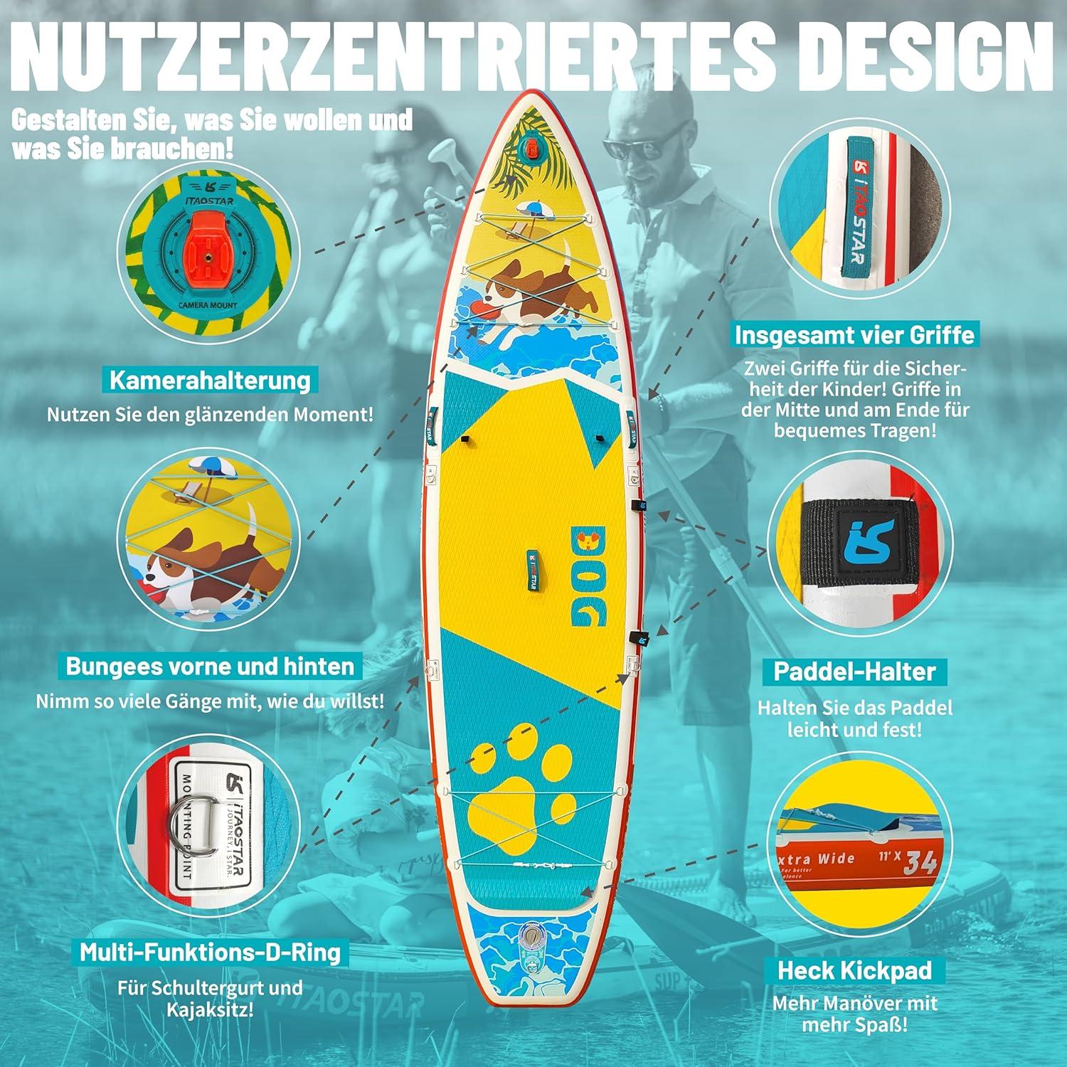Aufblasbares Stand Up Paddle Board Premium Zubehör ADJ Paddel 120L