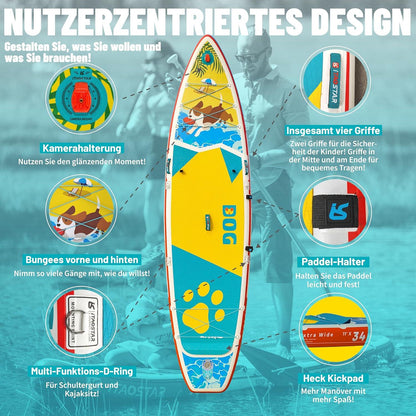 Aufblasbares Stand Up Paddle Board Premium Zubehör ADJ Paddel 120L