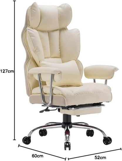 Efomao Bürostuhl ergonomisch PU Leder Chefsessel Beige 200