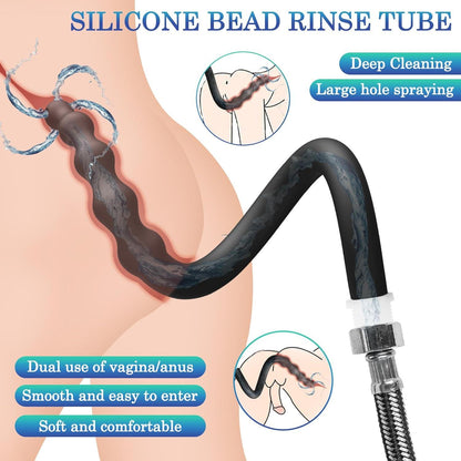 Po Dusche mit 5 Analkugeln und Anal Tunnel Plug 60 cm