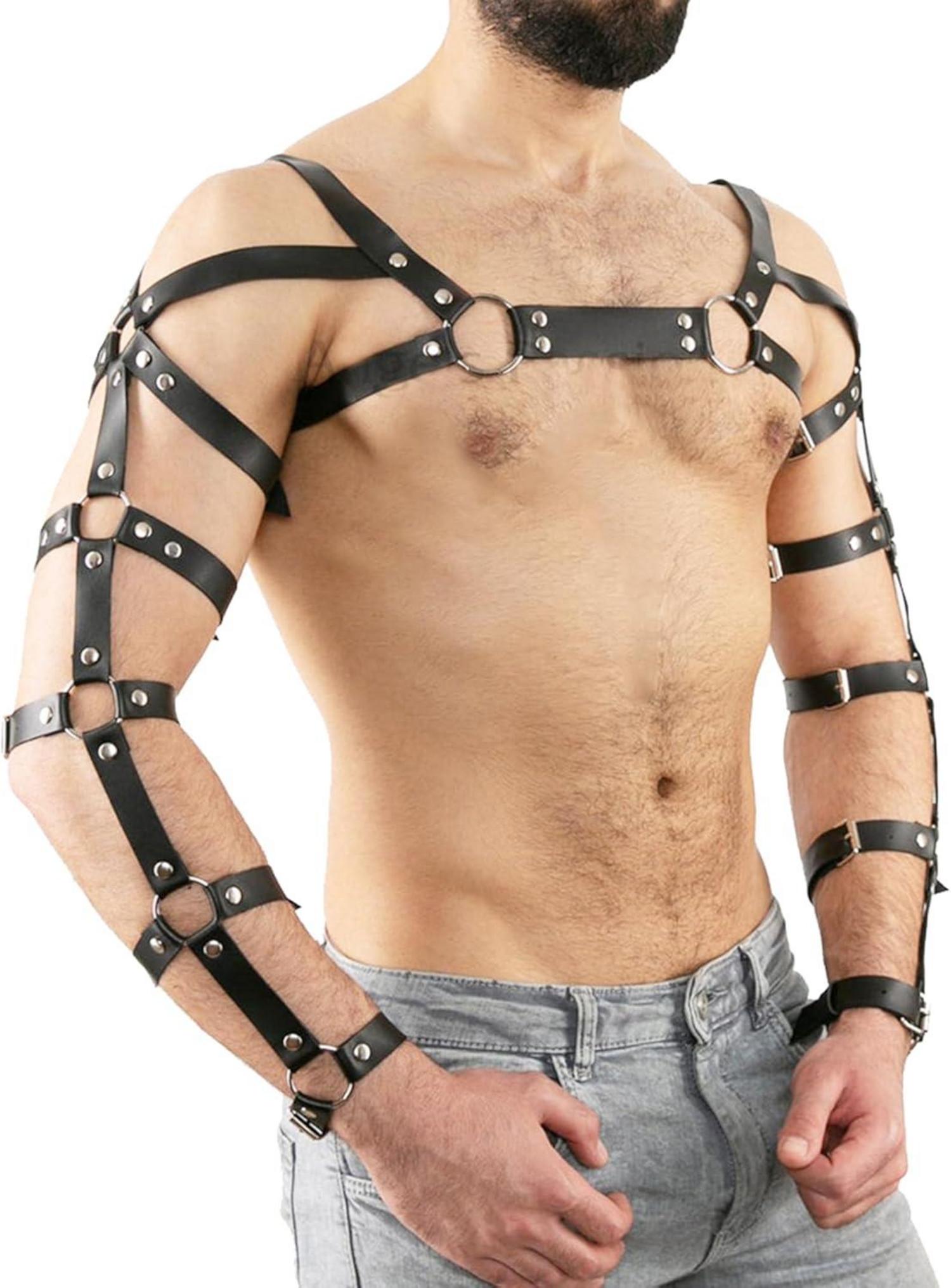 Herren PU Leder Brust Harness Punk Gothic Fetisch Bandage