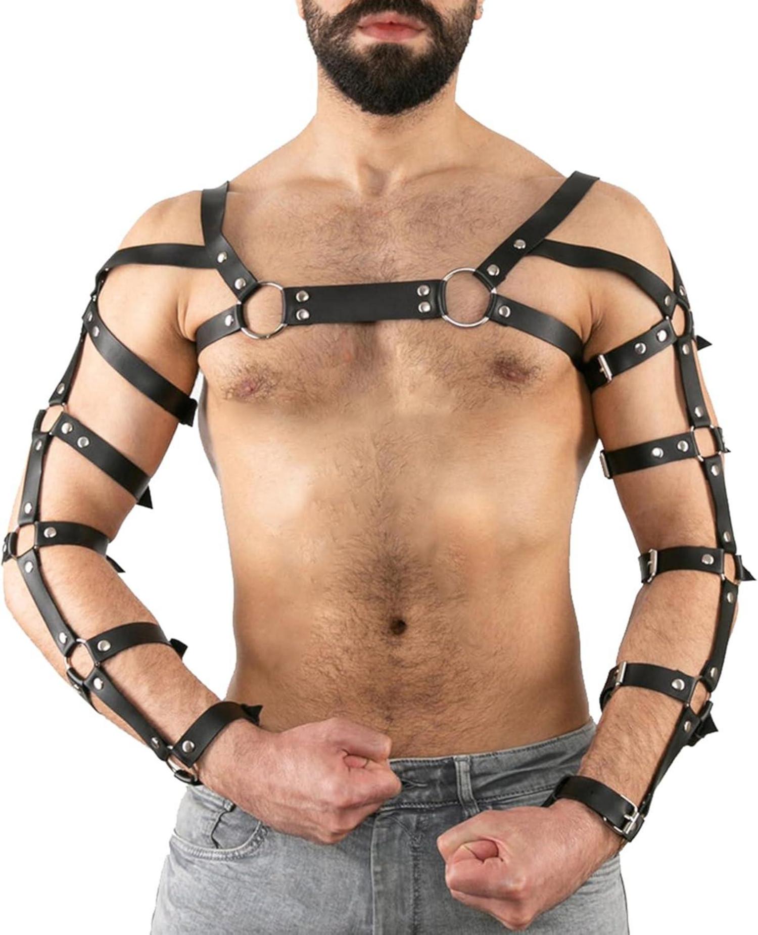 Herren Verstellbares Brust Harness PU Leder Gothic Fetisch Party Clubwear