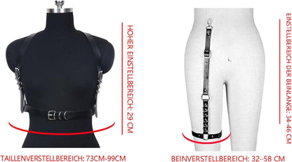 Damen Punk Leder Body Harness Set Einstellbar Bondage Dessous Sexspielzeug