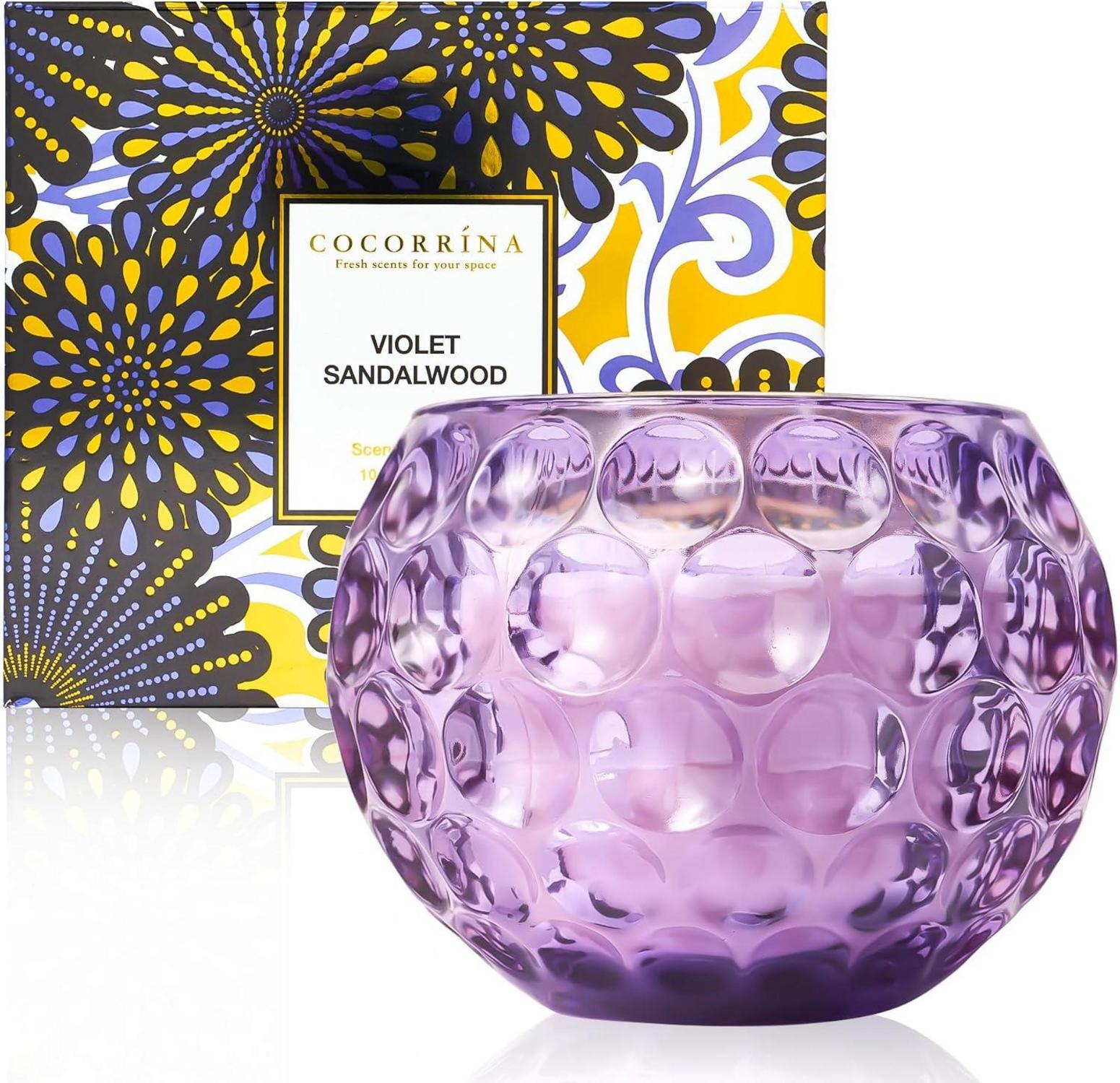 Duftkerze im Glas, Violet Sandalwood 300g 2 Dochte Brenndauer 40h