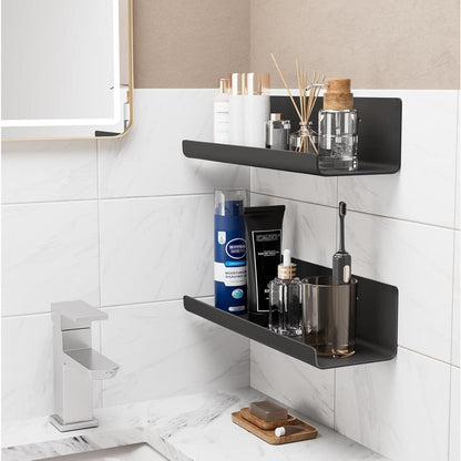 4er Set Kleberegale ohne Bohren, 32cm, Schwarz