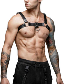 Herren PU Leder Body Brust Harness Gothic Cosplay Kostüm