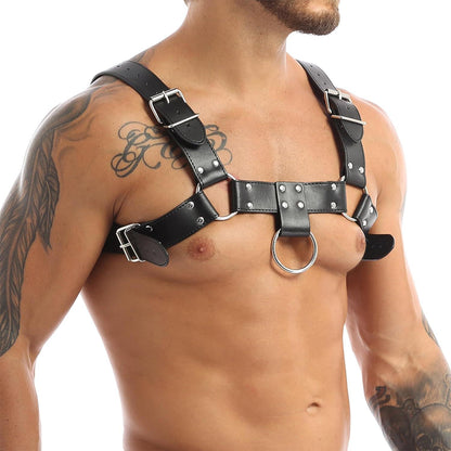 Herren PU Leder Body Brust Harness Gothic Cosplay Kostüm