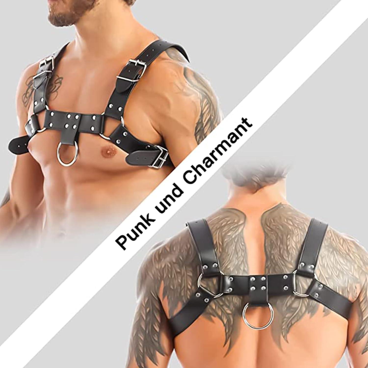 Herren Gay Harness PU Leder Brust Bondage Gothic Cosplay