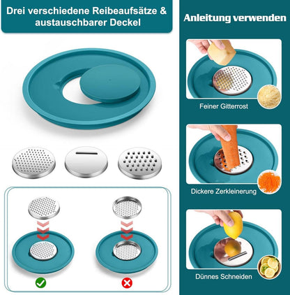 Homikit Edelstahl Rührschüssel Set mit 3 Reibenaufsätzen, Luftdichtem Deckel, 5-teilig