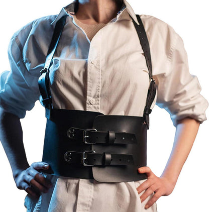 Damen Punk Leder Harness Body Schwarz Mode Einstellbar Rave Kostüm