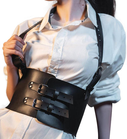 Damen Punk Leder Harness Body Schwarz Mode Einstellbar Rave Kostüm