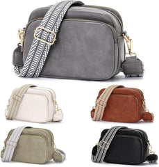 Crossbody Bag Damen Umhängetasche Handytasche Grau mit Breitem
