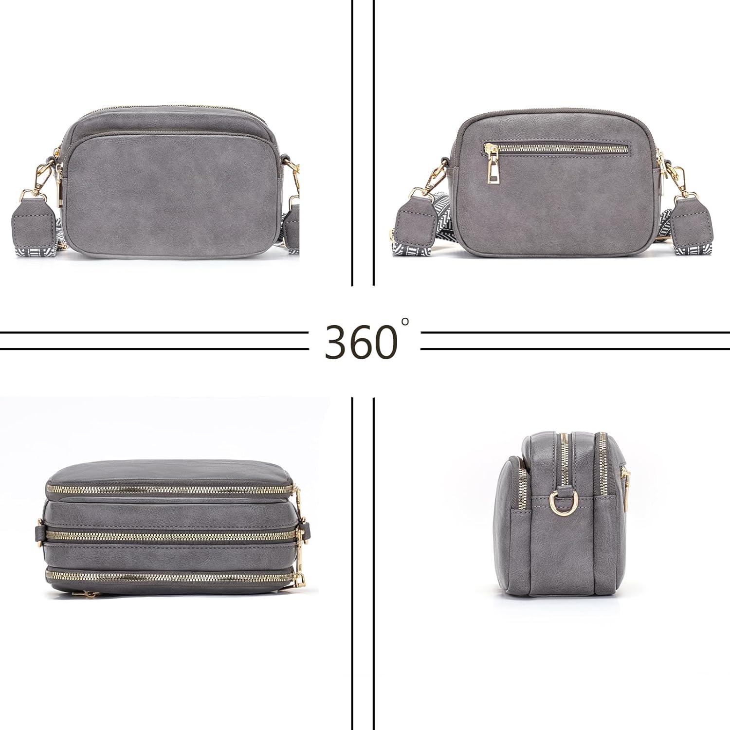 Damen Umhängetasche Handtasche Handytasche Schultergurt Grau Elegante